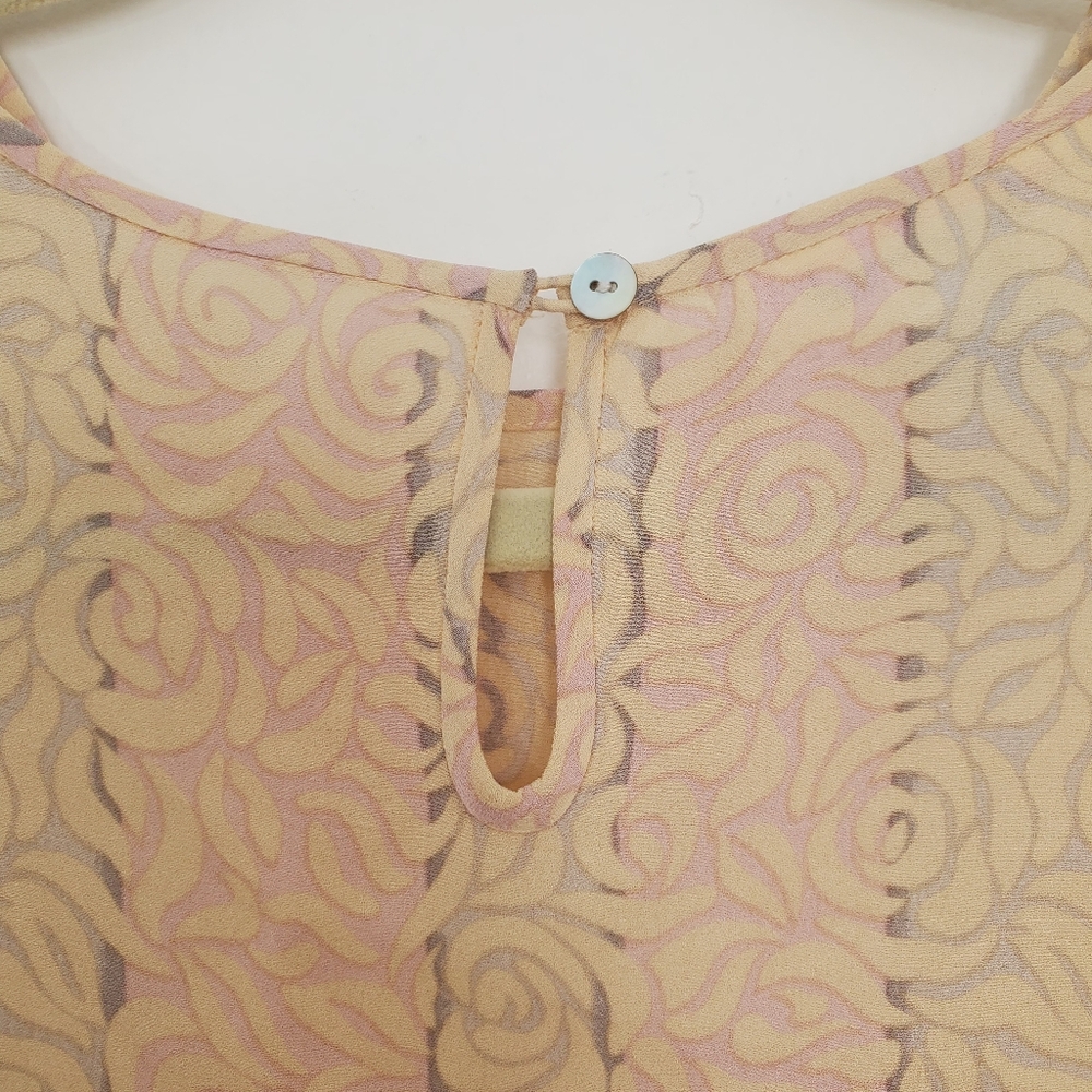 Vintage Talbots Silk Top with Cream and Pink Swirls Size 18 - Picture 7 of 9